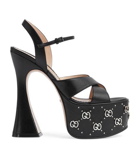 gucci platform sandal heels|gucci studded heels.